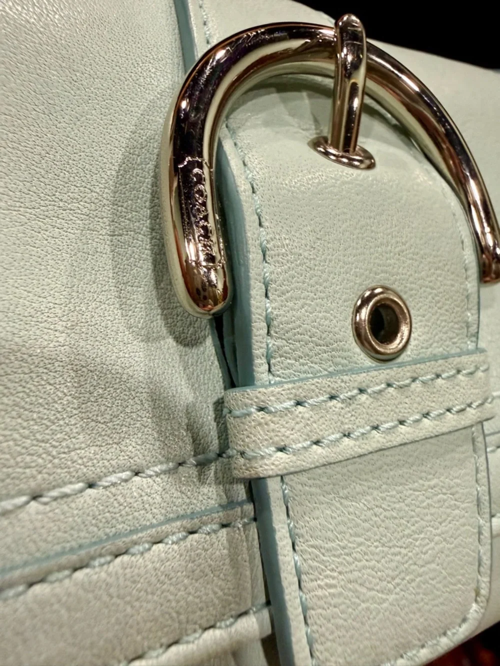 Coach Y2K Soho Silver Buckle Smooth Leather Mint/Sea Foam Folding Snap Wallet - Picture 11 of 12